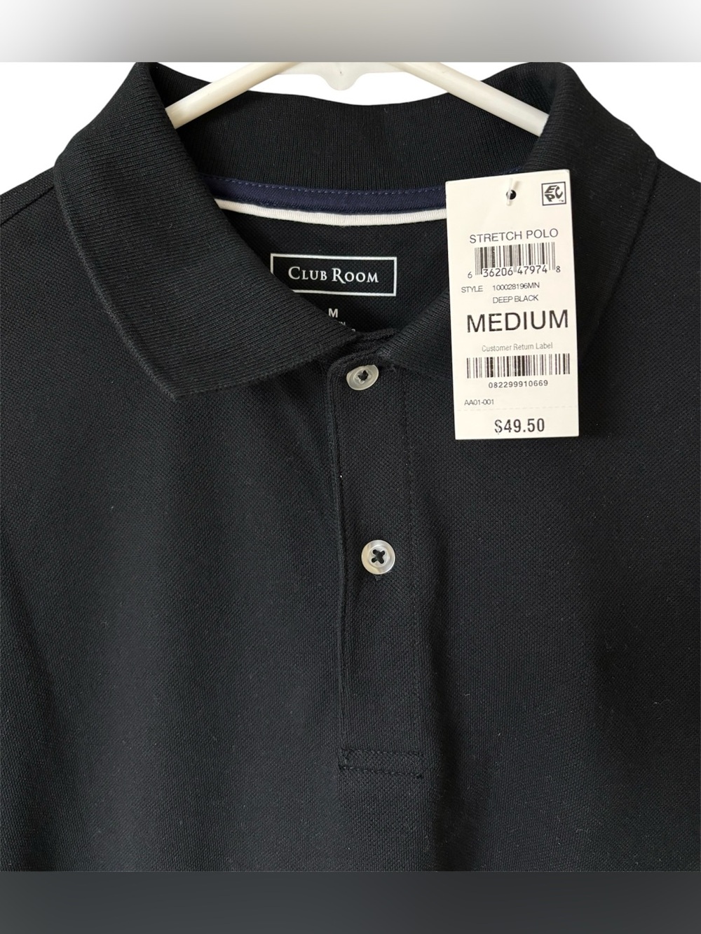 Club Room Men's Black Stretch Polo Shirt